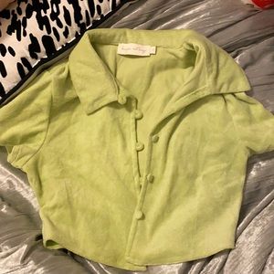 Verge Girl Green Terry Cropped Top